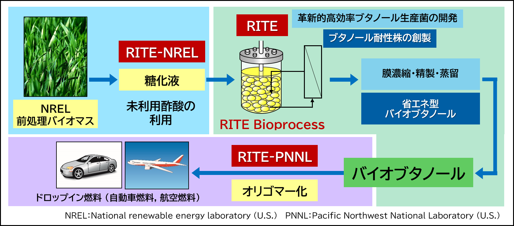 「RITE Bioprocess」によるバイオブタノールおよびジェット燃料生産