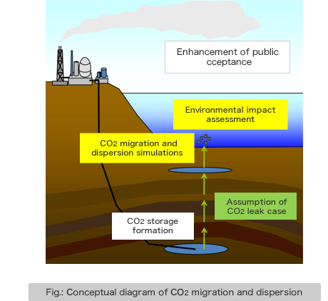 Fig.: Conceptual diagram of CO2 migration and dispersion