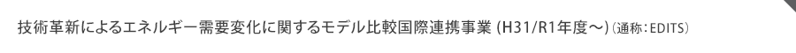 技術革新によるエネルギー需要変化に関するモデル比較国際連携事業（R1年度～）（通称：EDITS）